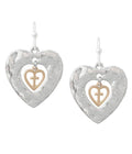 DOUBLE HEART AND CROSS EARRING