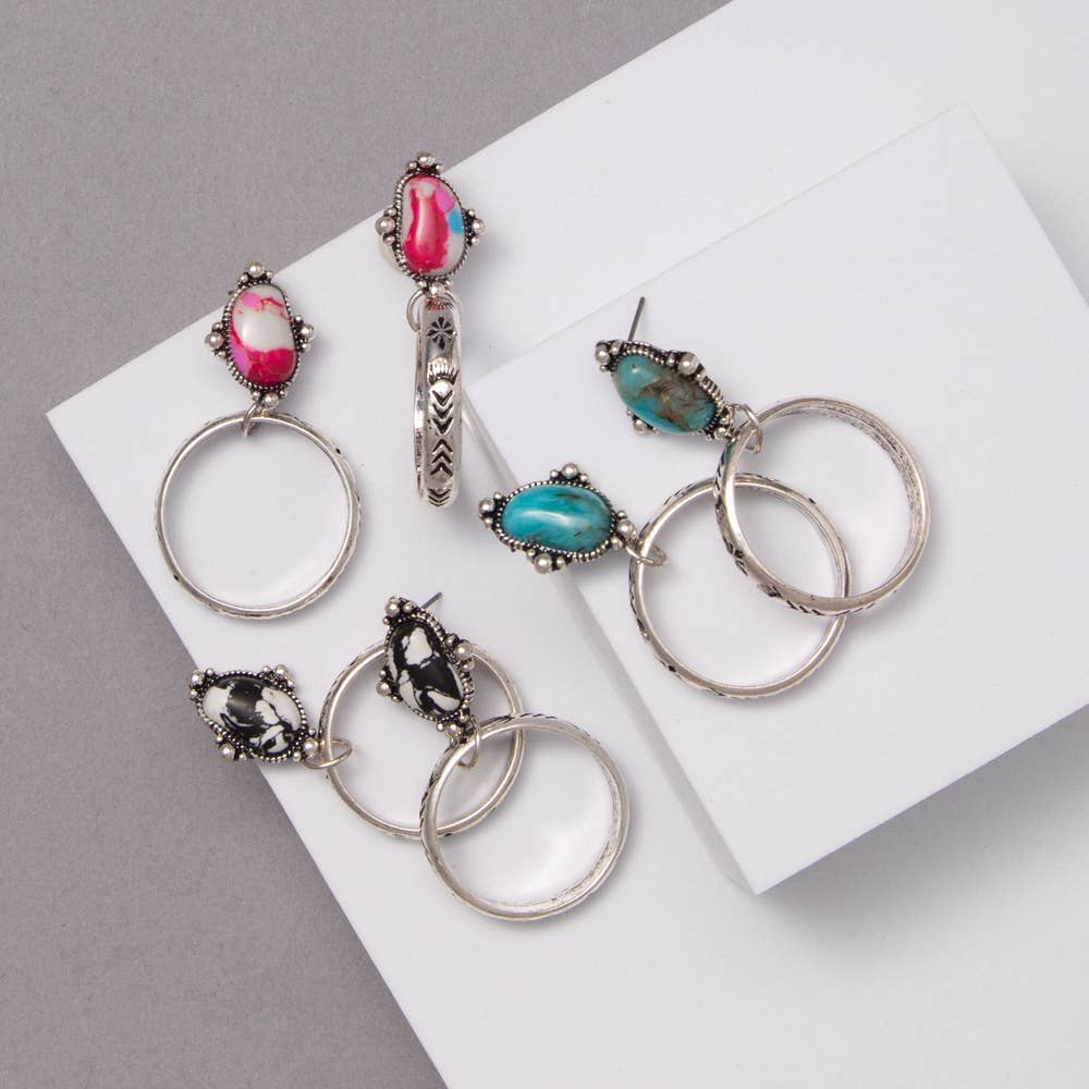 Western Aztec Print Half Hoop Earrings