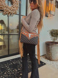 LAINEY CROSSBODY steer longhorn -quilted leather purse bag