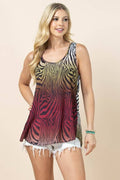 LIDIA ZEBRA OMBRE PRINT SLEEVELESS WOVEN TOP