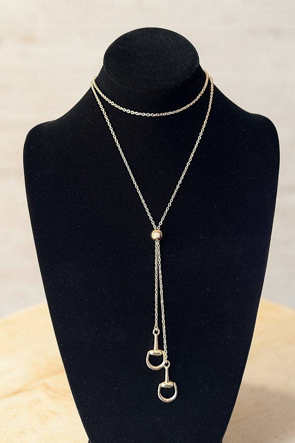 WESTERN SNAFFLE BIT TIPPED BOLO STYLE NECKLACE