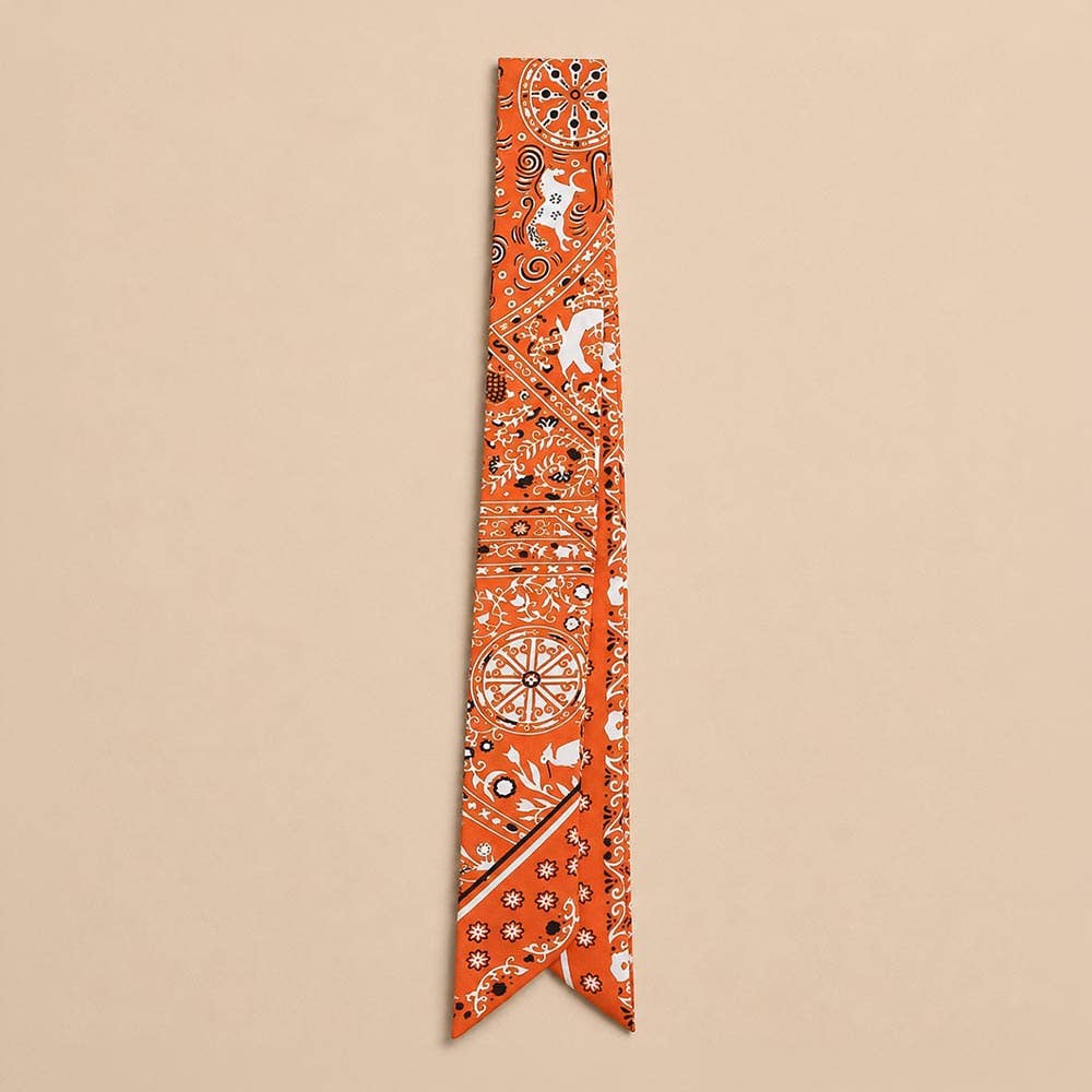 Paisley Bandana Print Skinny Twilly Scarf