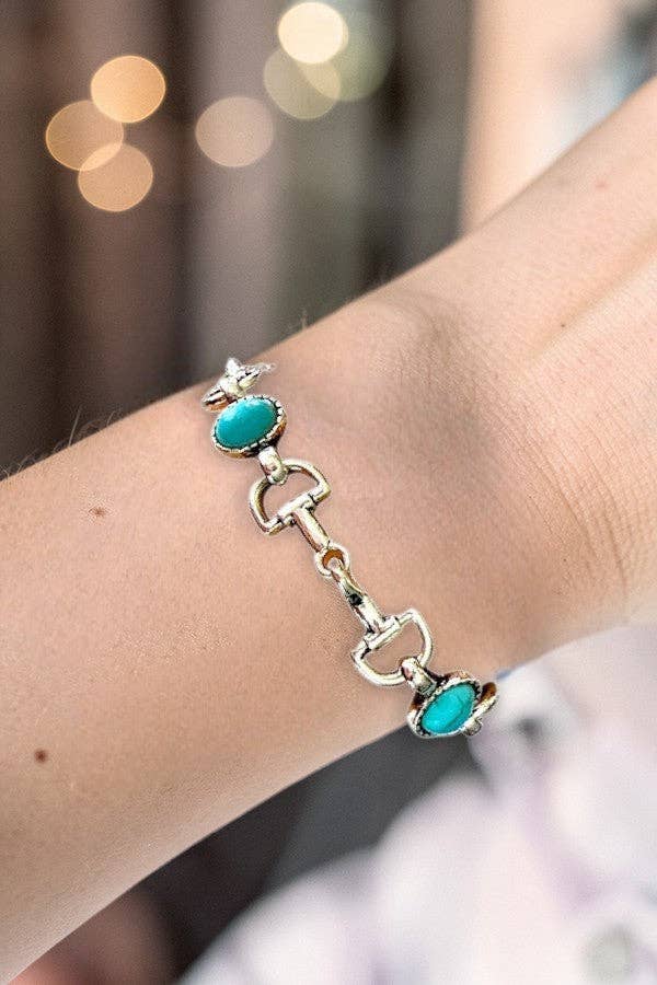 WESTERN TQ GEM SNAFFLE BIT LINK BRACELET