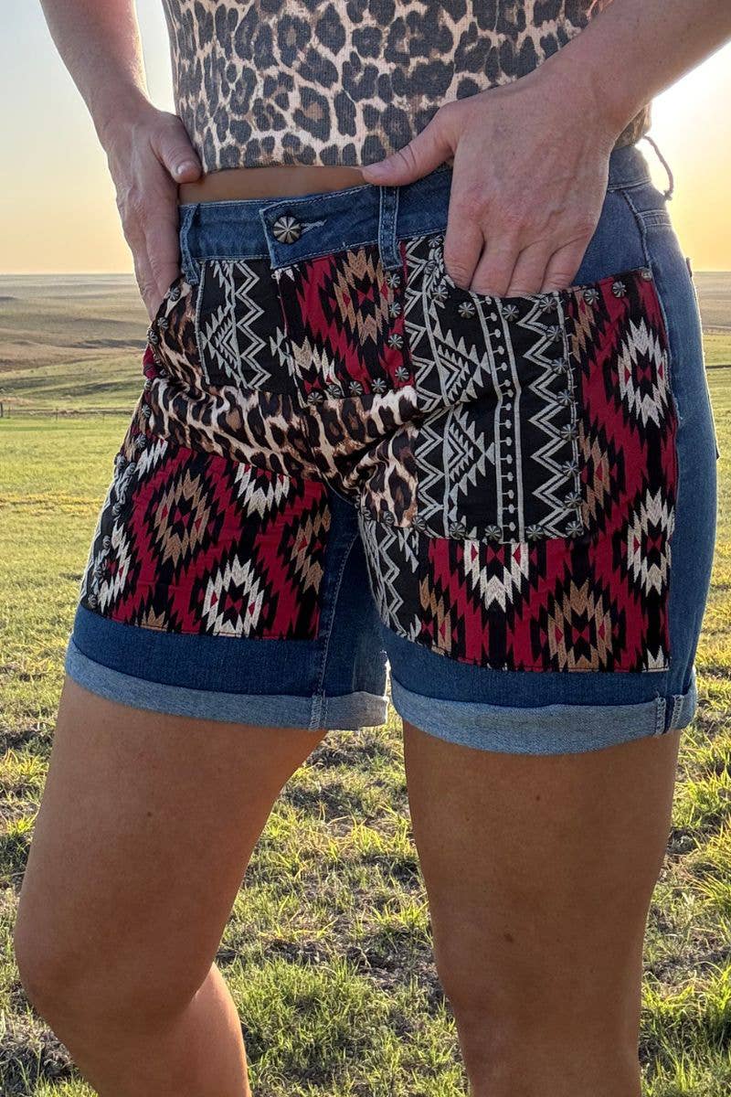 Patched Up Shorts - Leopard Long