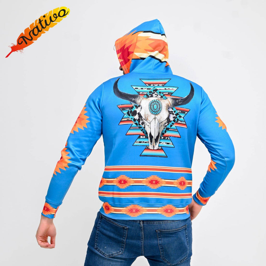 Buffalo Turquoise Hoodie - Western Sweatshirt