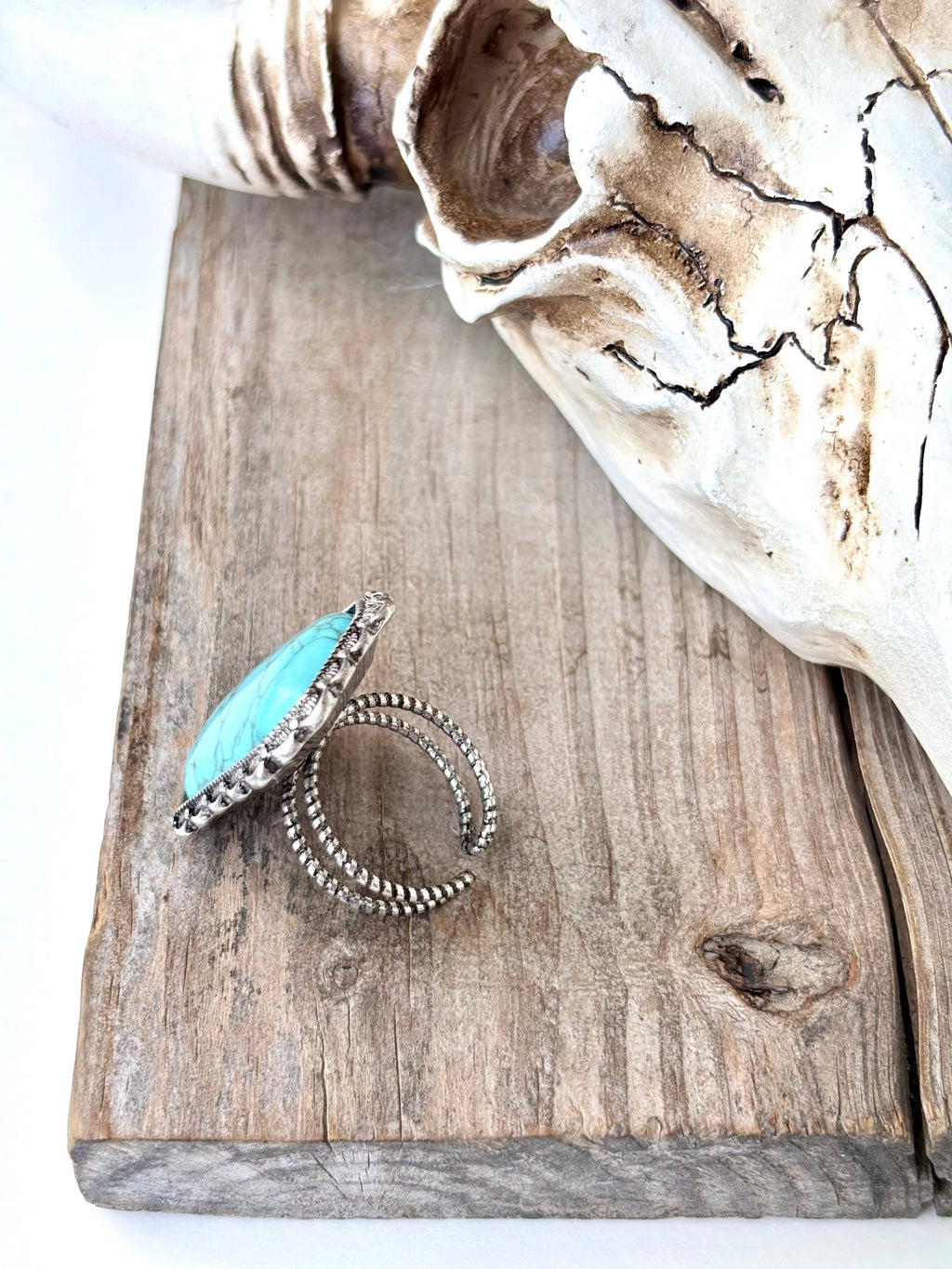Western Style Turquoise Stone Adjustable Ring