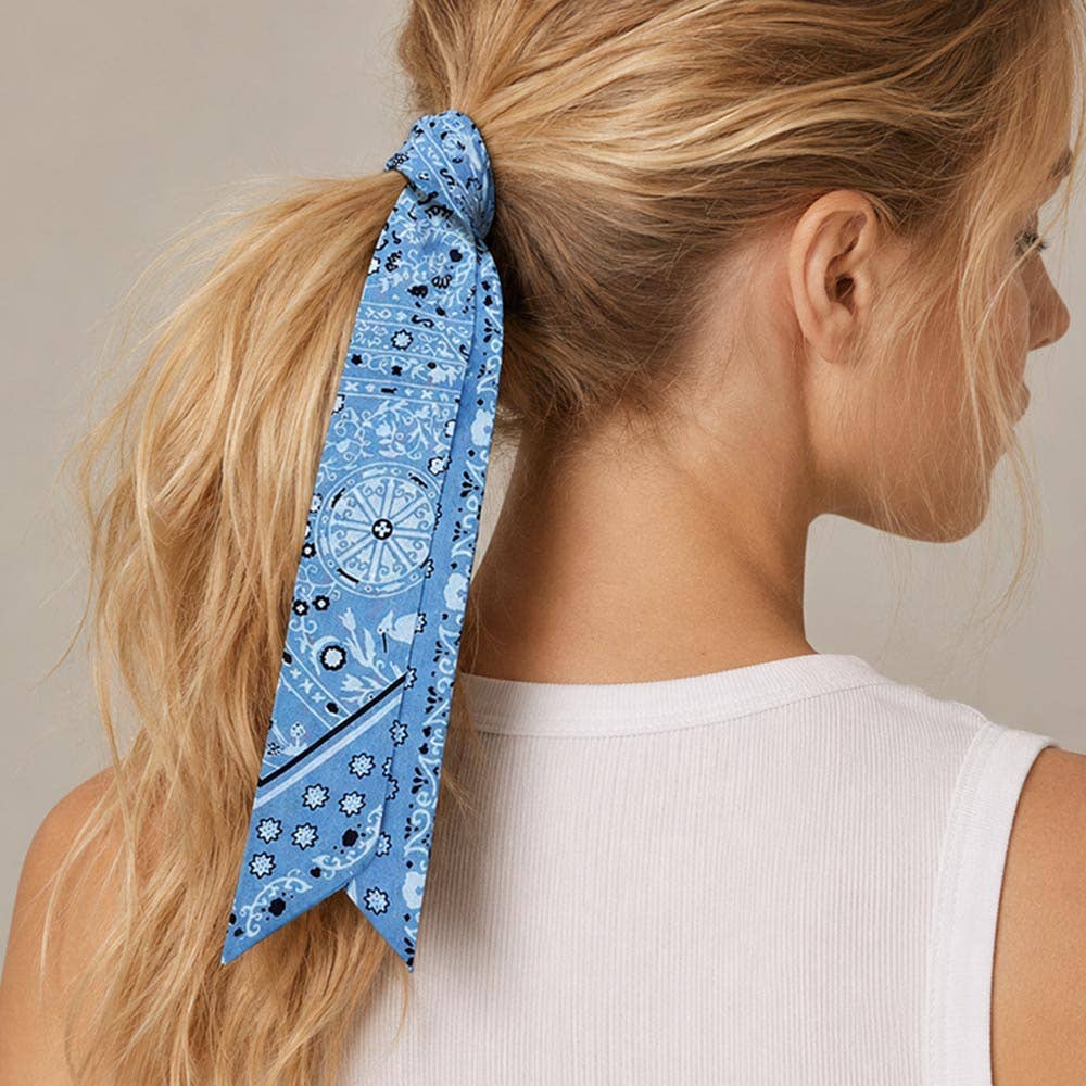 Paisley Bandana Print Skinny Twilly Scarf