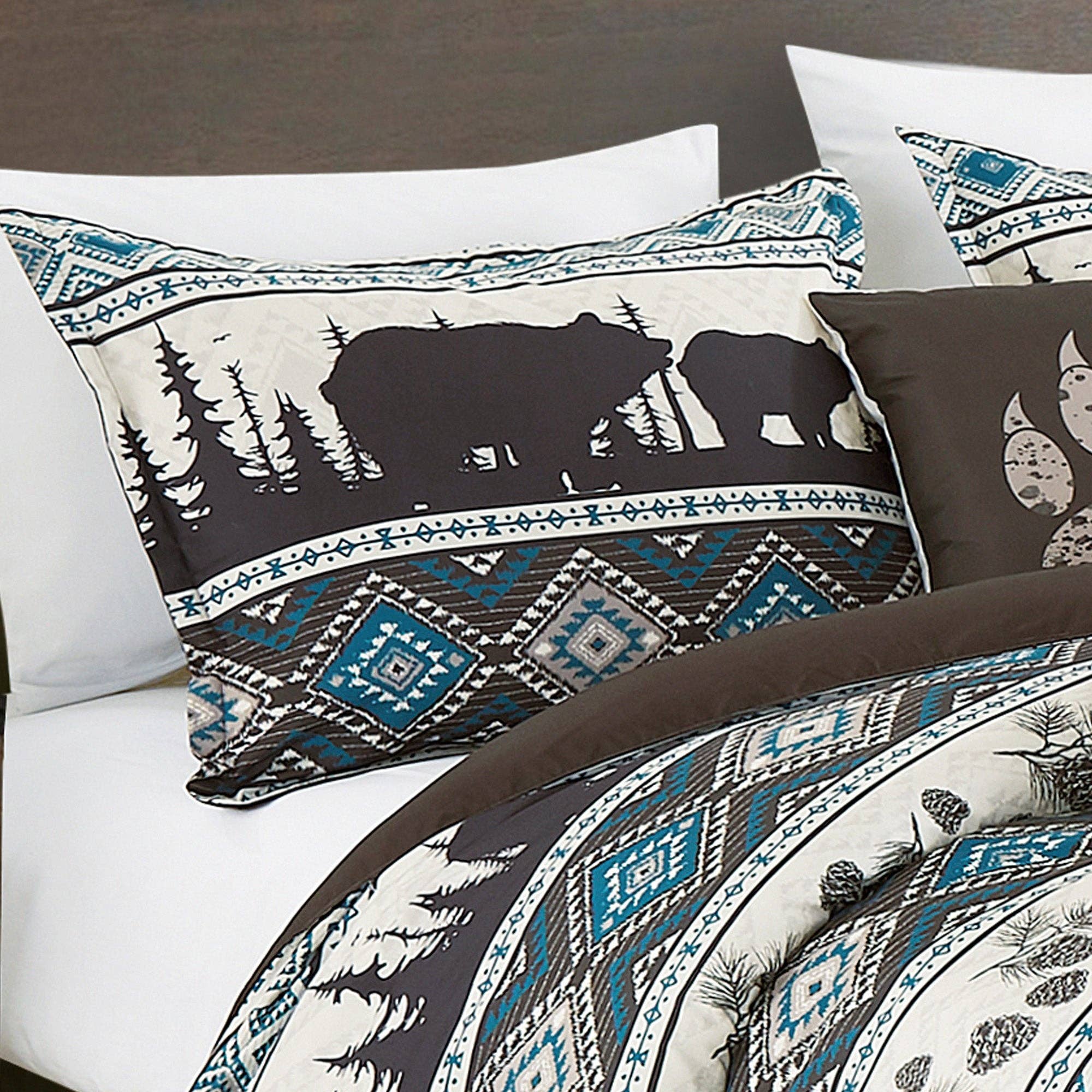 Big Bear Southwest Turquoise Aztec Comforter - 6 Piece Set