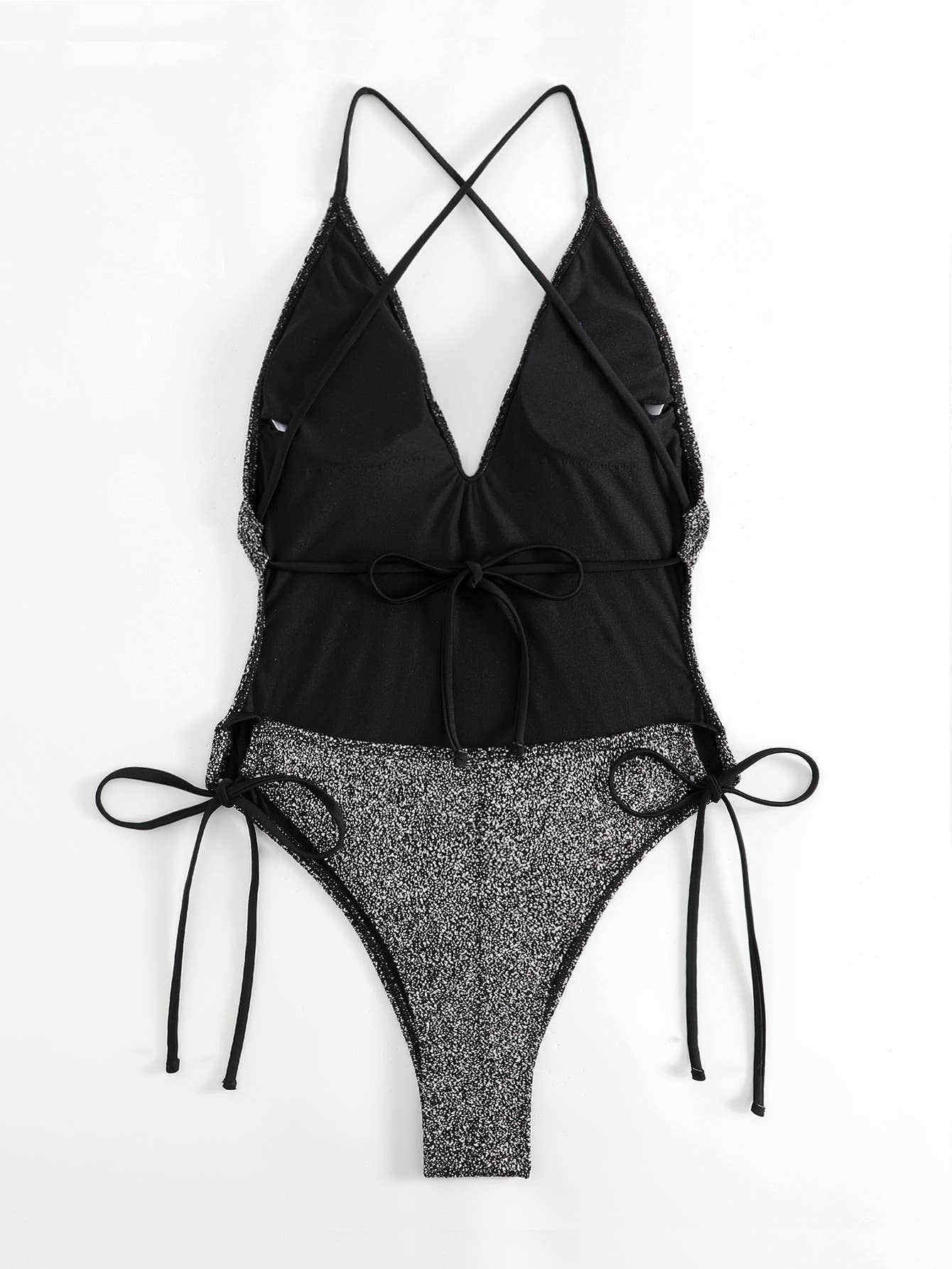 Solid color sequin one-piece swimsuit sexy bikini