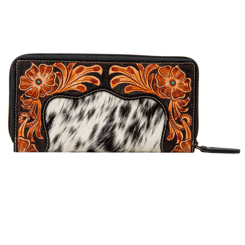 Rose of the Desert Hand‑Tooled Leather Wallet – Southwestern Floral Carved Artisan Accessory