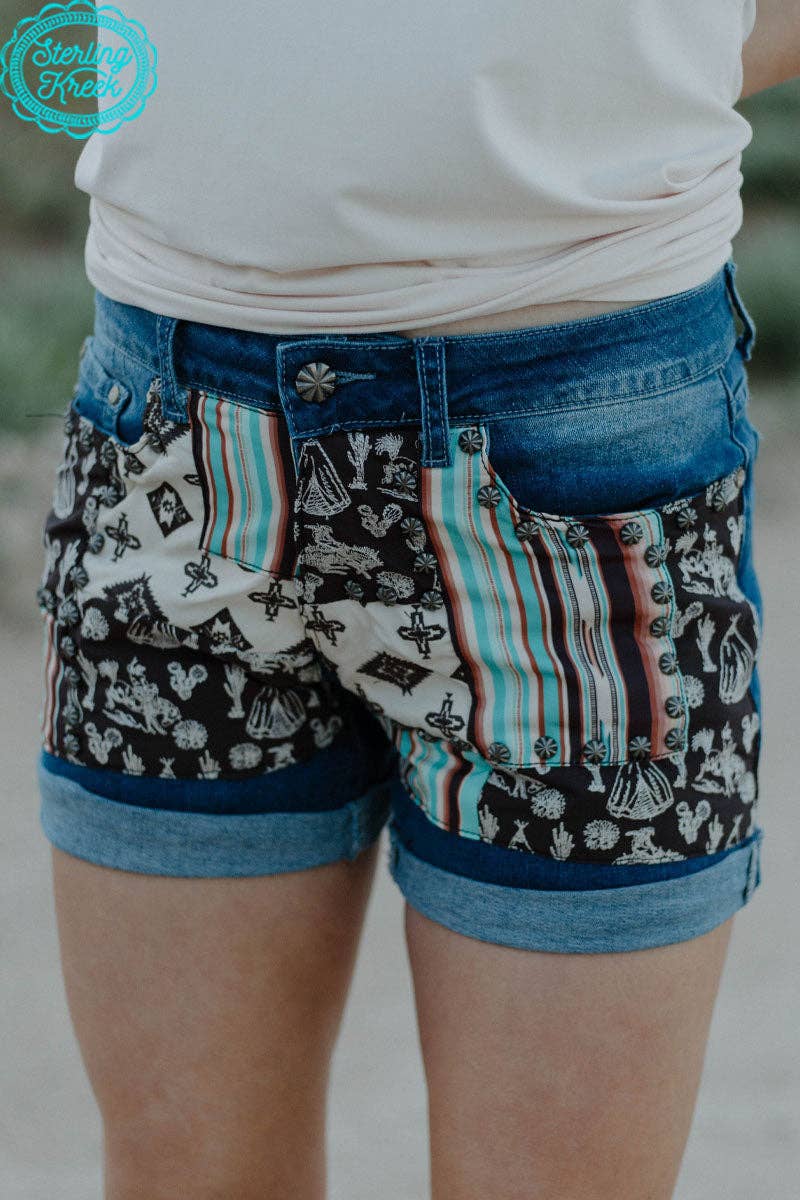 Patched Up Shorts - Western