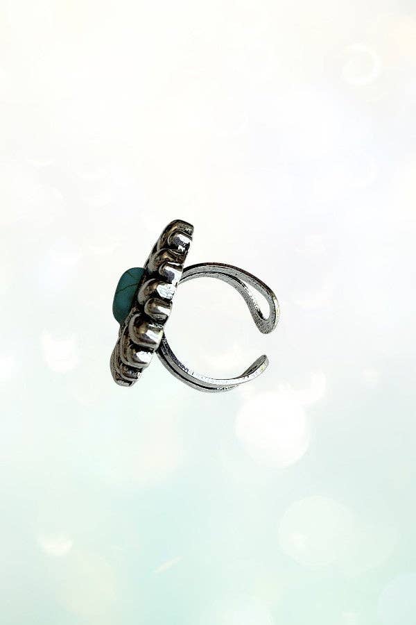 WESTERN SQUARE CONCHO TQ GEM CUFF RING