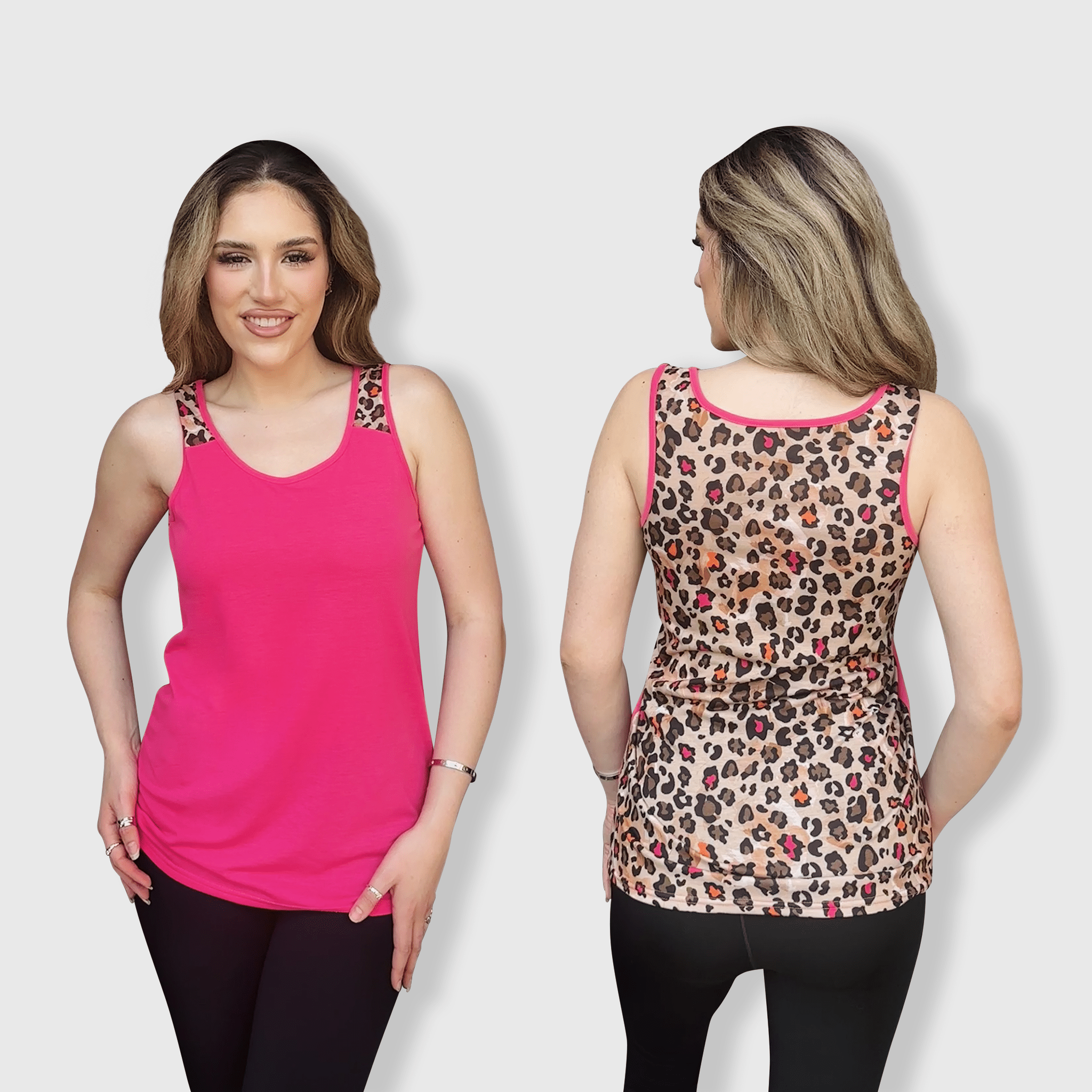 Cheetah Hot Pink Polyester Tank Top