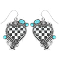 Western Turquoise Checkered Heart Earrings
