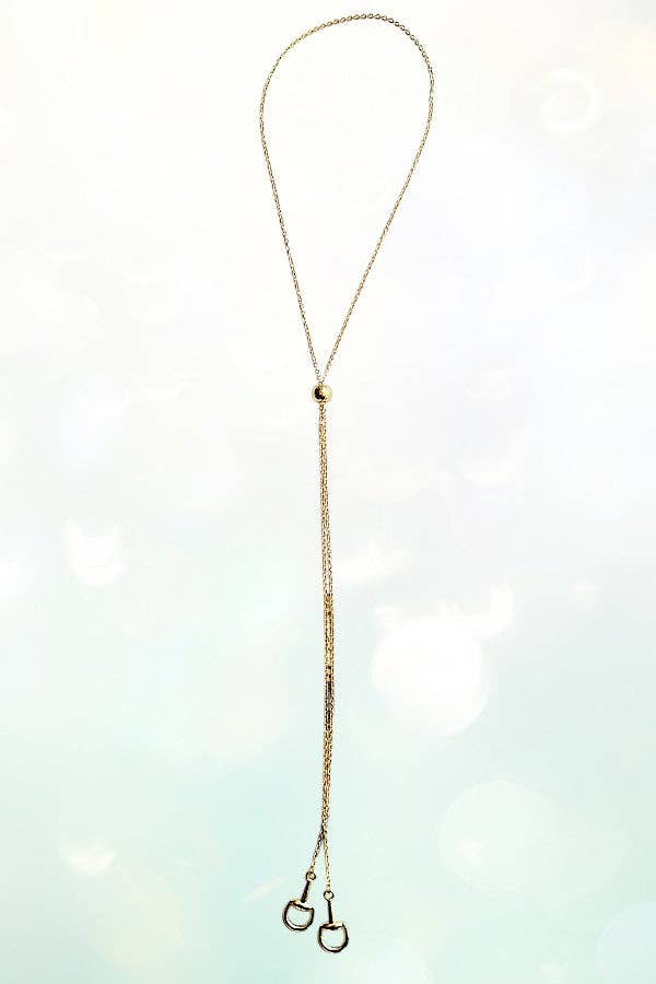 WESTERN SNAFFLE BIT TIPPED BOLO STYLE NECKLACE