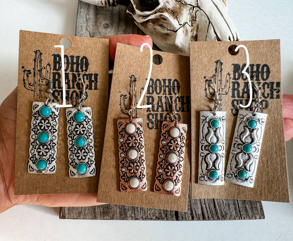 Western Bar Texture Earrings
