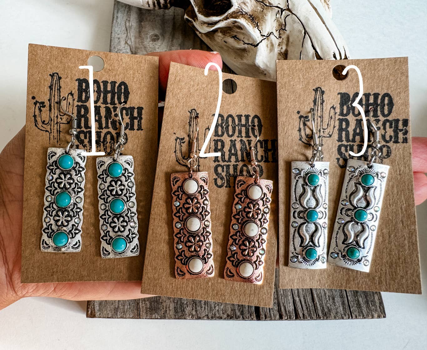 Western Bar Texture Earrings
