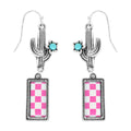 Western Theme Checkerboard Bar Post Earrings