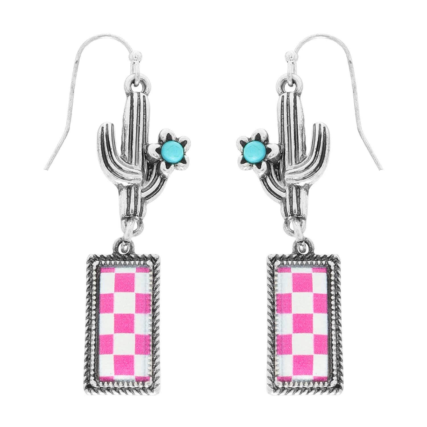 Western Theme Checkerboard Bar Post Earrings