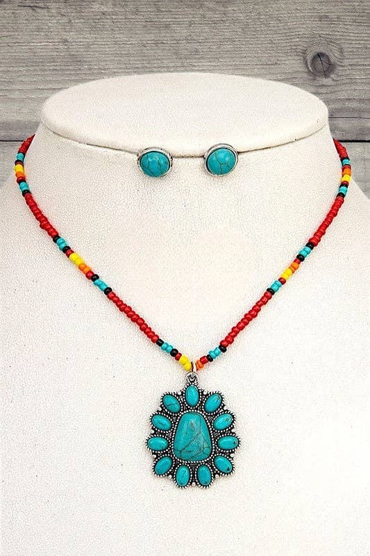 TQ GEM PENDANT BEADED NECKLACE SET