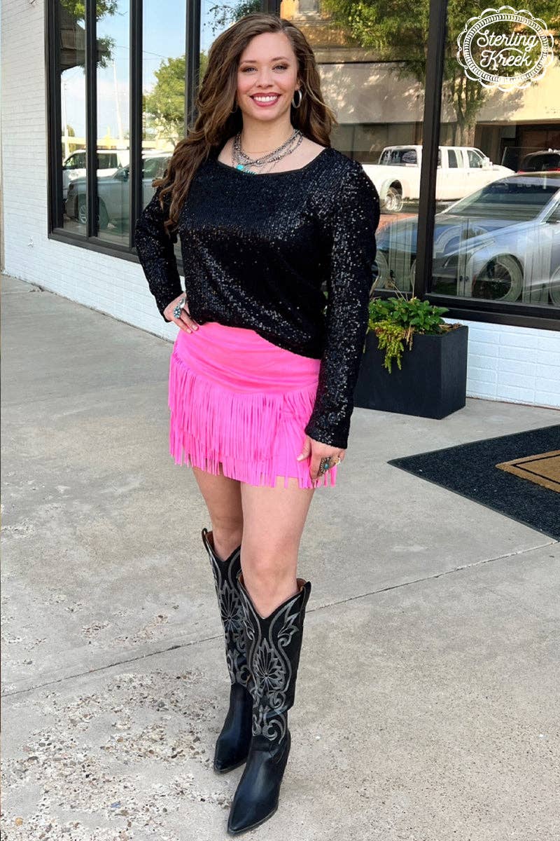 Bubble Bling Babe Black Sequin Women's Blouse