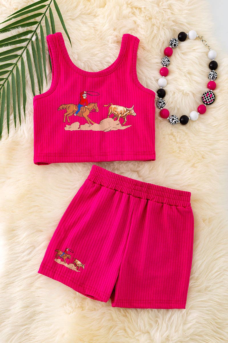 Rodeo Baby" Hot pink 2 piece set.