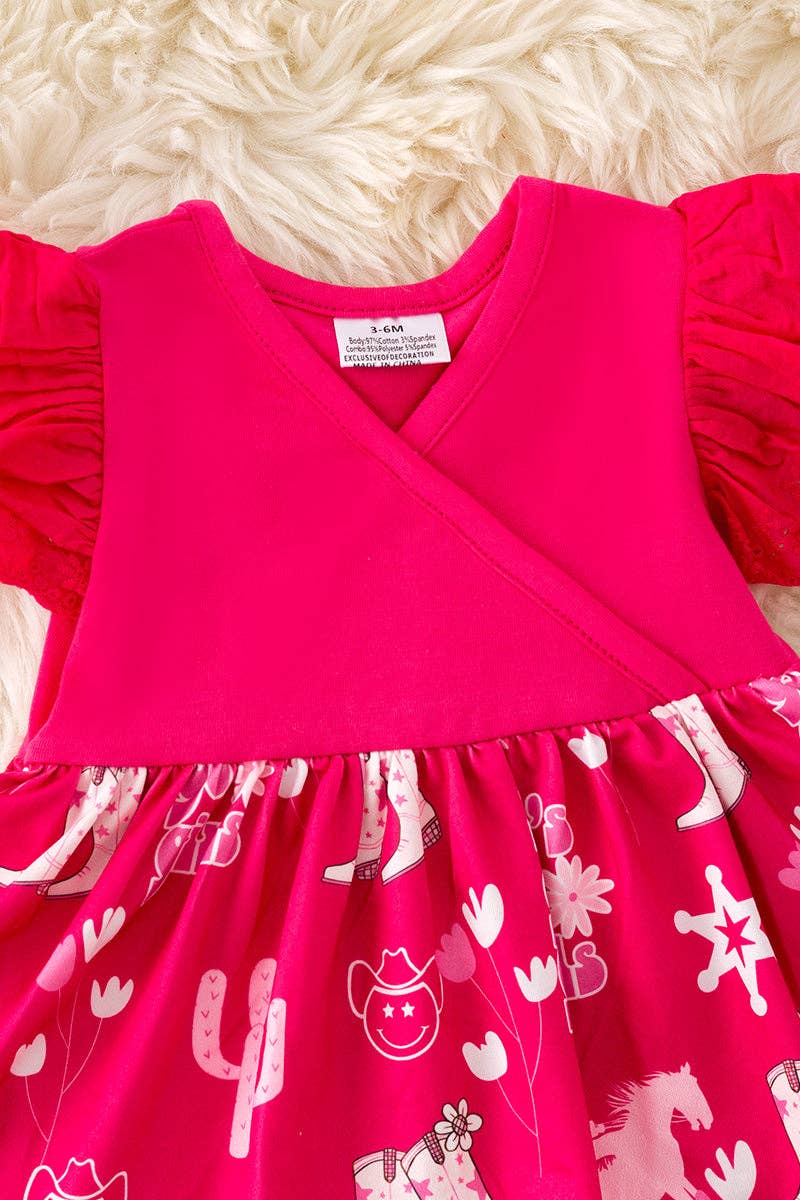 Fuchsia western printed bodysuit.