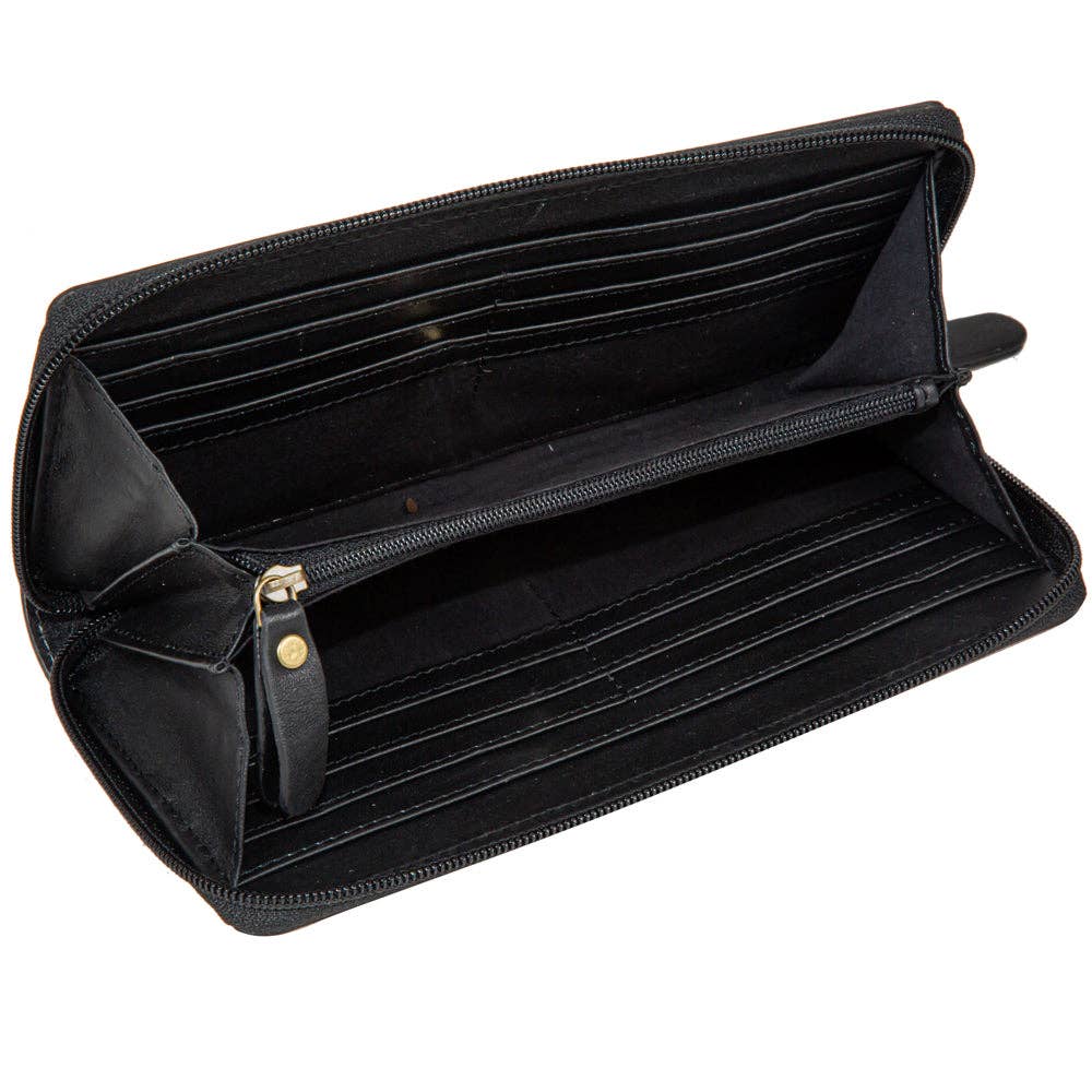 Rose of the Desert Hand‑Tooled Leather Wallet – Southwestern Floral Carved Artisan Accessory