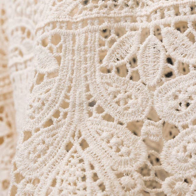 Bohemia Crochet Lace bell flare sleeve tee top cover up