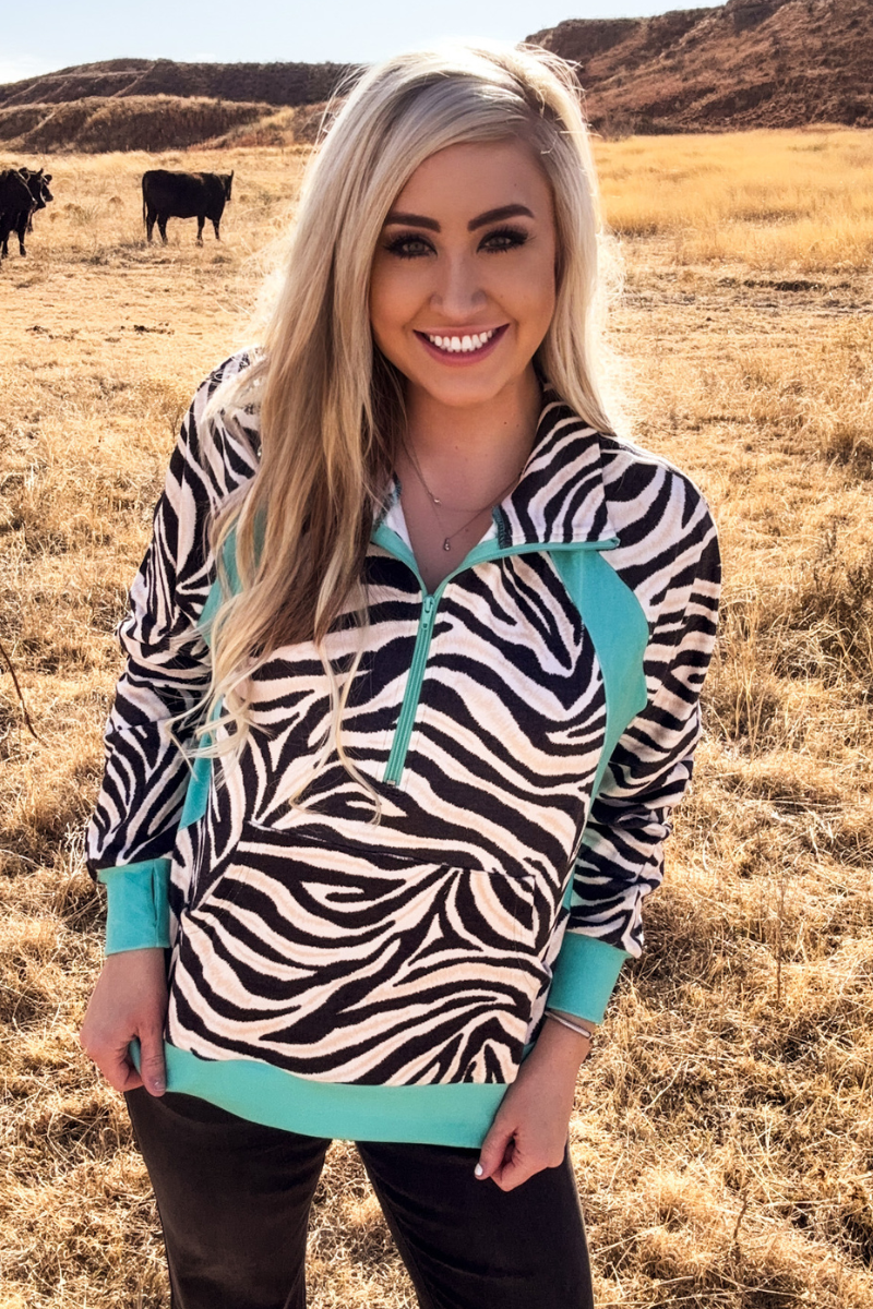 Desert Stripe Turquoise Pullover