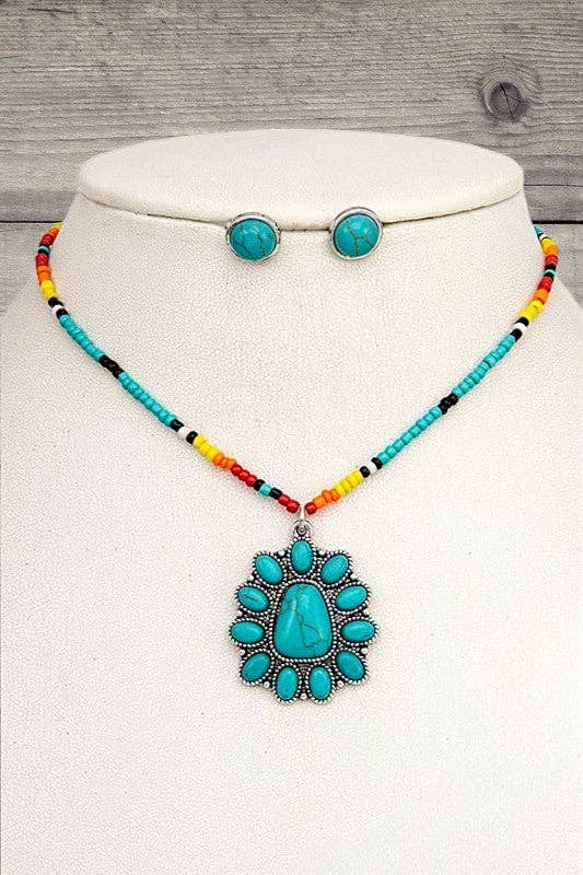 TQ GEM PENDANT BEADED NECKLACE SET