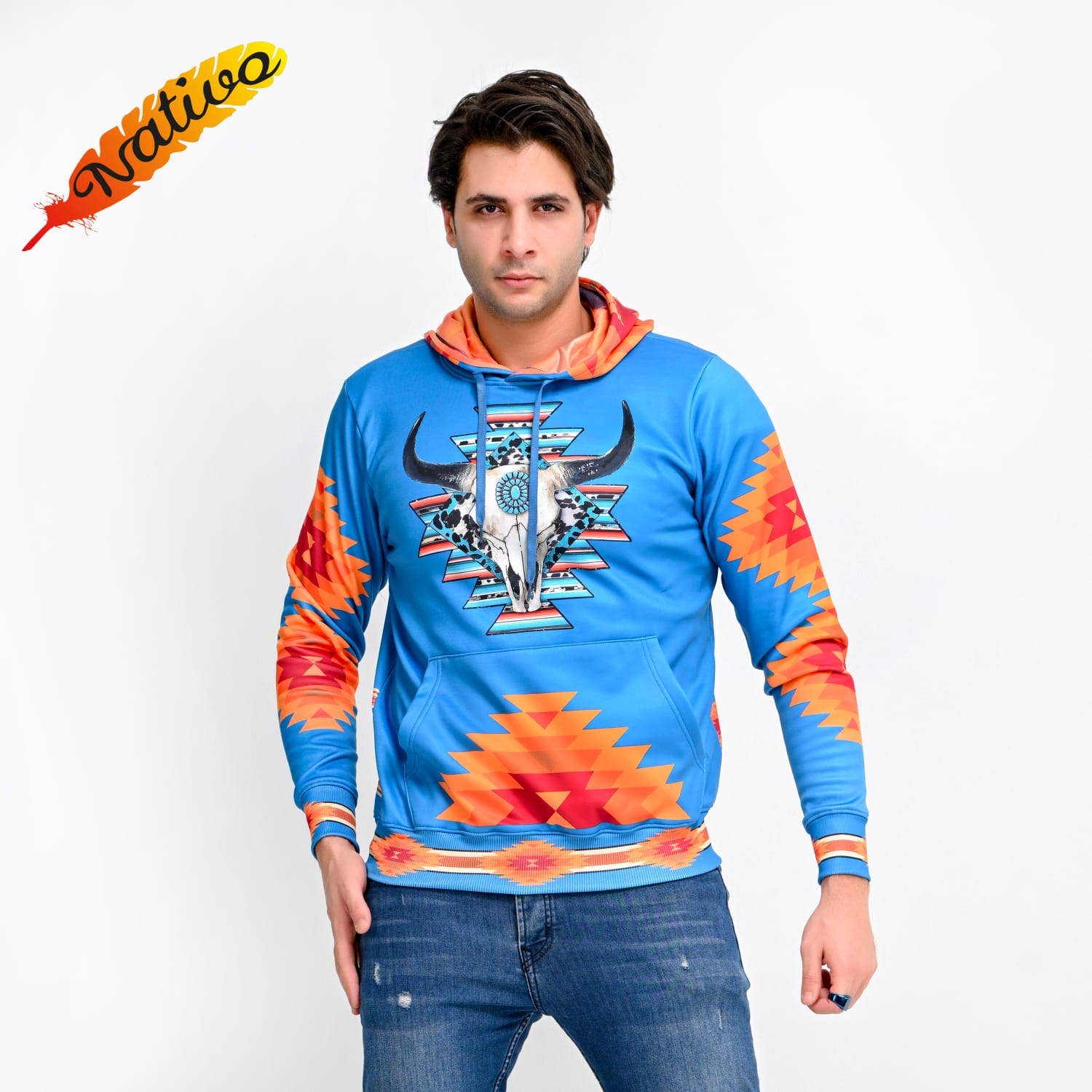 Buffalo Turquoise Hoodie - Western Sweatshirt