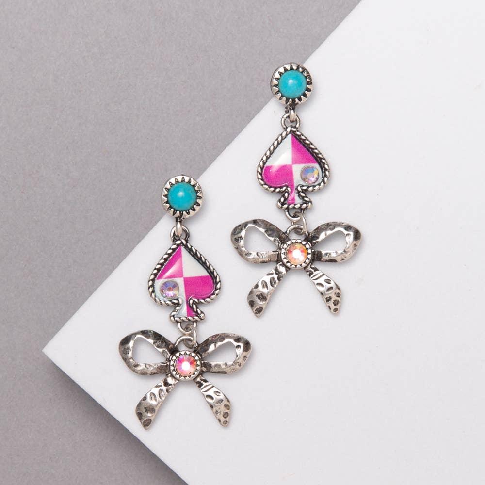 Western Semi Stone Post Bow Earrings