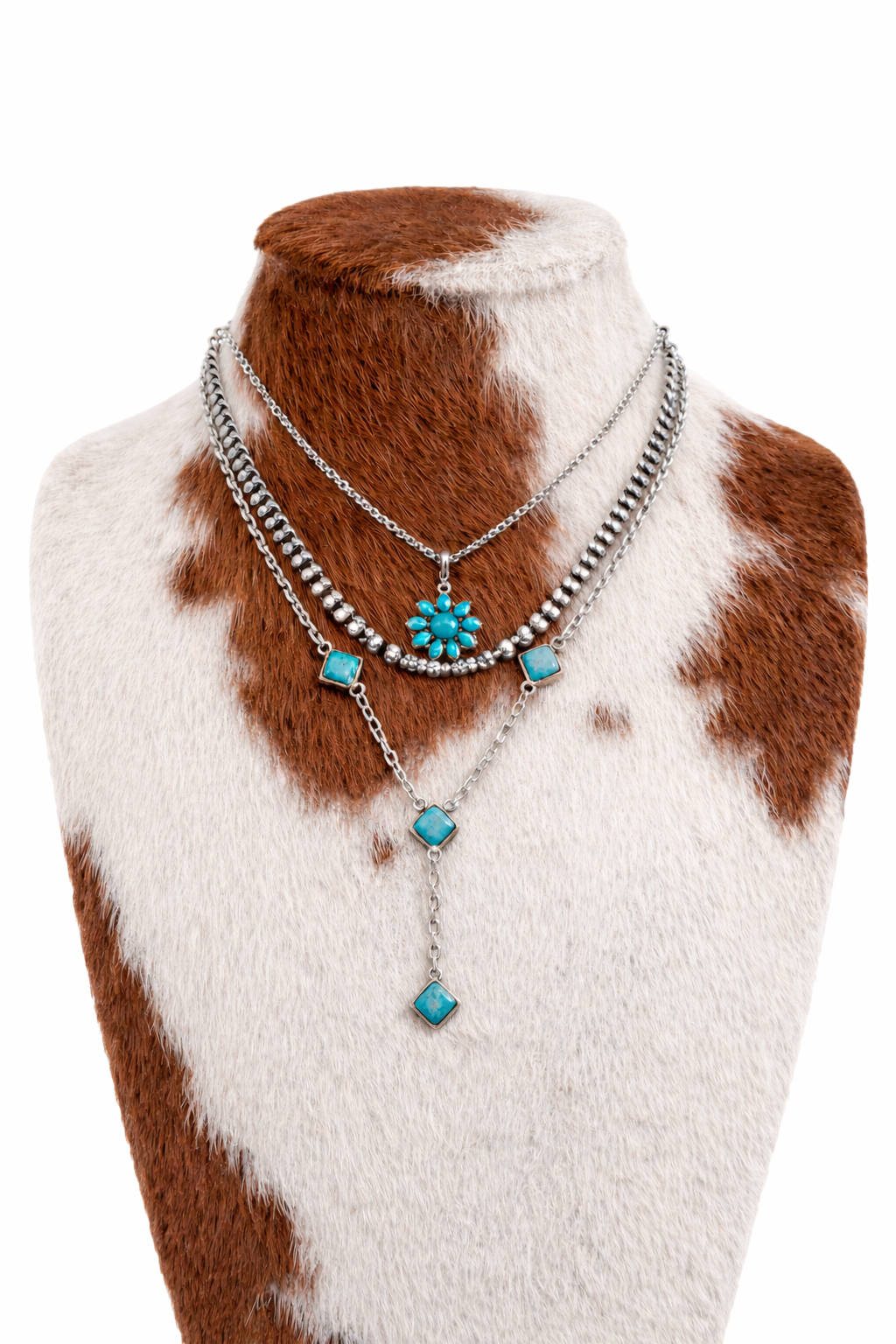 3pc Western Style Pendant & Navajo Pearl Necklace Set