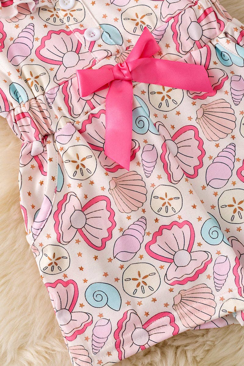 Seashell multi-printed girls romper.