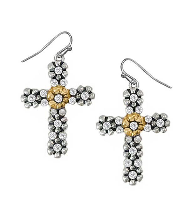 FLOWER CROSS EARRING