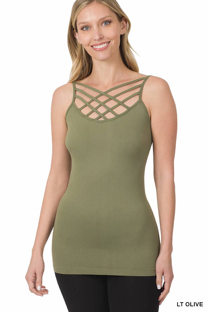 `.Seamless Triple Criss Cross Front Cami