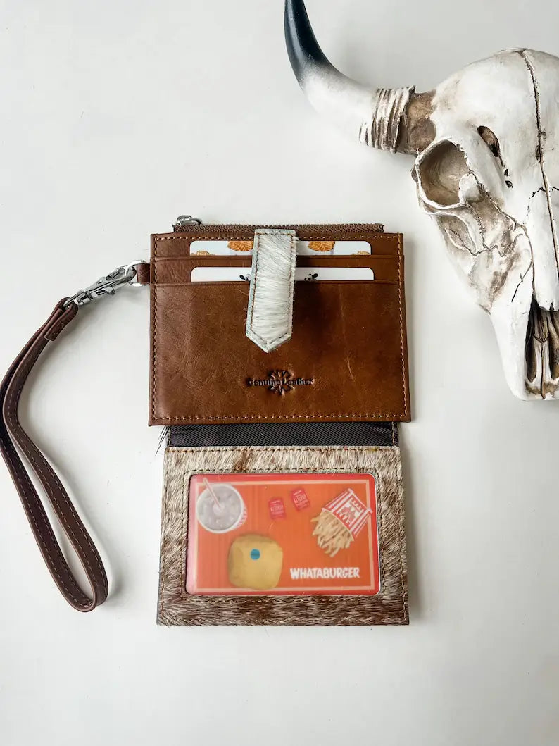 Dakota Wristlet Wallet - Western Cowhide Leather Credit Card