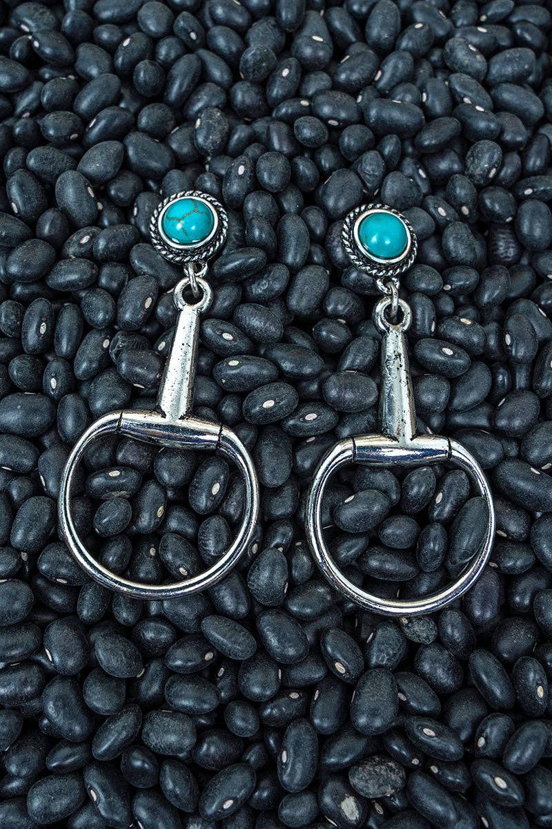 Turquoise Stable Chic Silvertone Earrings