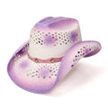 Straw Western Hat with Purple Trim