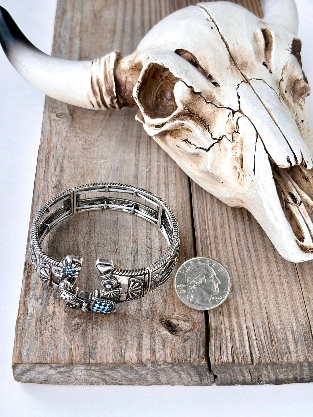Western Horseshoe Spade Checker Stretch Bracelet