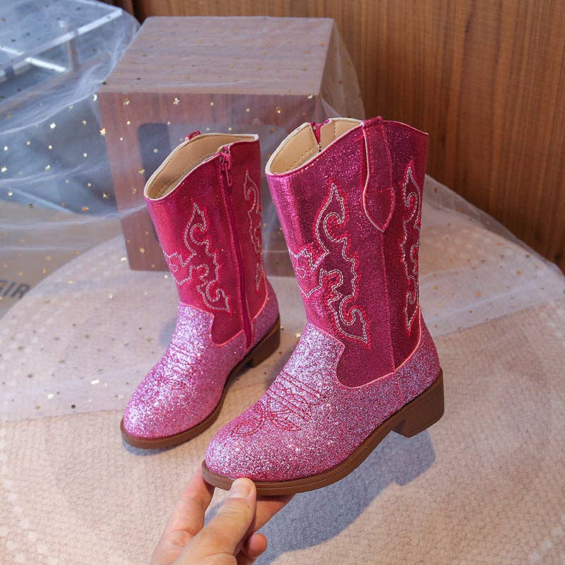 Fall Glitter Sparkling Western Girl Boots