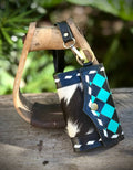 Cowhide Leather Checkered Wallet Wristlet Card Holder 