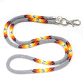 Handmade beaded Grey rope style lanyard with Czech glass beads in vibrant colors.