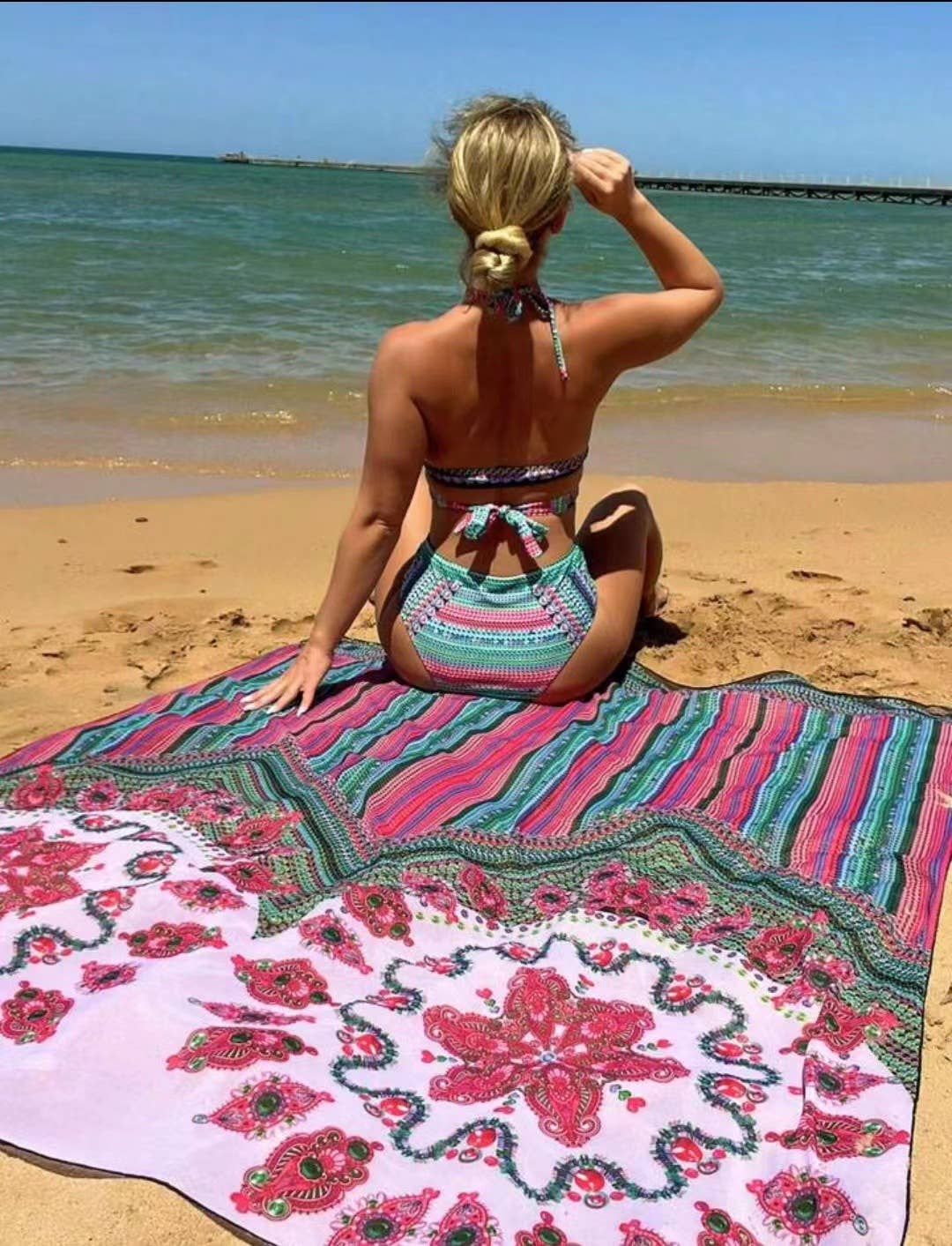Printed Three Piece Swimsuit Phi Sand Beach Swimsuit Bikini