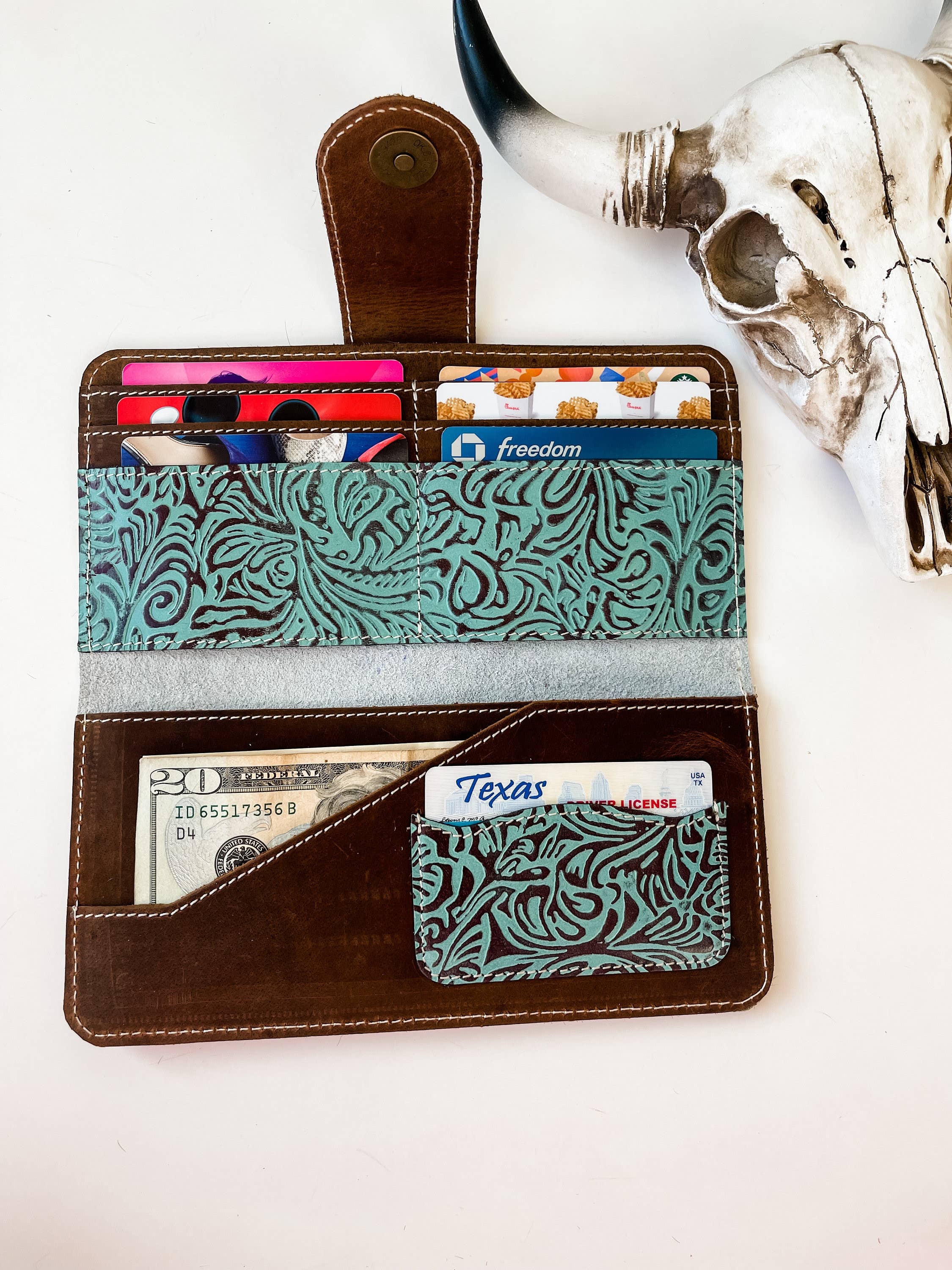 Western Floral Leather Tooled Wallet