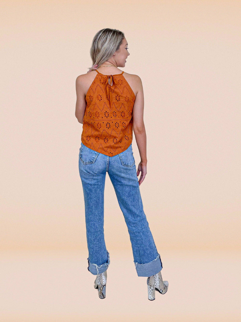 Try and Impress rust eyelet top