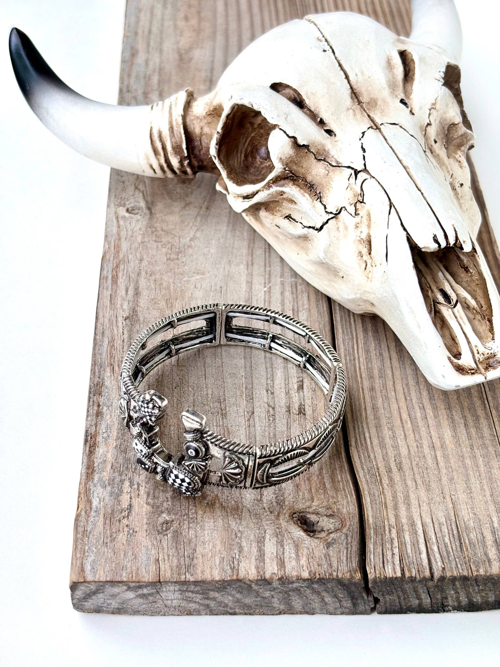Western Horseshoe Spade Checker Stretch Bracelet