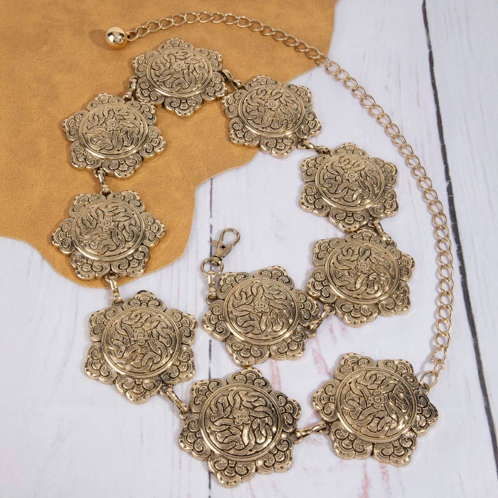Ornate Weave Hexagon Chain Belt