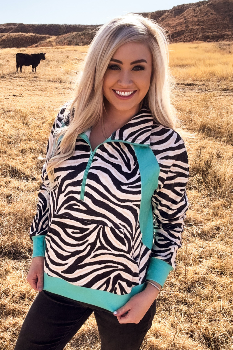 Desert Stripe Turquoise Pullover